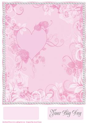 Pink Heart and Roses Card Base, with Tags