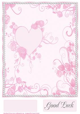 Pink Heart and Roses Card Base, with Tags 3