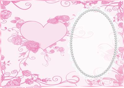 Pink Heart and Roses Insert, with Lace and Pearls 2