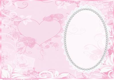 Pink Heart and Roses Insert, with Lace and Pearls 3