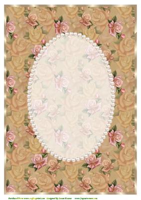 A4 Edwardian Roses Card Base, with Pearls