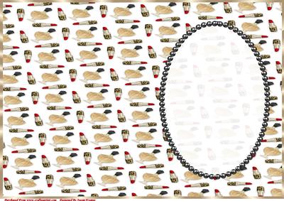 Perfume and Lipsticks Insert, with Black Pearls