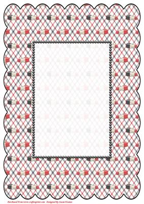 A4 Lipsticks Scallop Card Front, with Black Pearls
