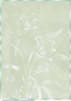 Easter Green Floral Paper, with Border 2