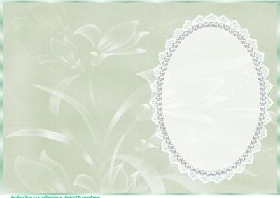 Easter Green Floral Insert, with Lace and Pearls