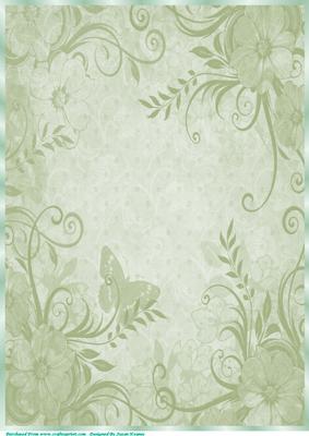Easter Green Floral, Butterfly Paper, with Border