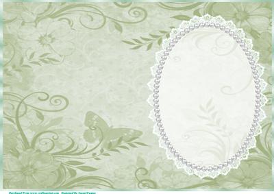 Easter Green Floral, Butterfly Insert, with Lace and Pearls