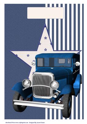 A4 Blue Vintage Truck