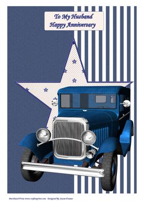 A4 Blue Vintage Truck 5
