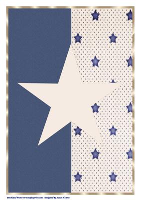 A4 Dark Blue and Cream Stars Card Front