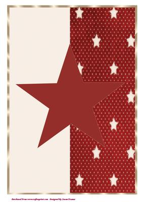 A4 Dark Red and Cream Stars Card Front