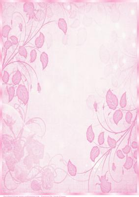 Pink Rose Leaves Paper, with Border 2