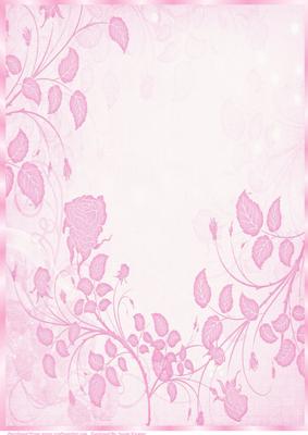 Pink Rose and Leaves Paper, with Border