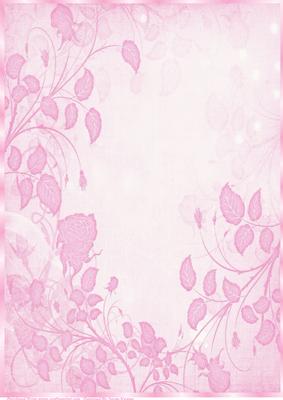 Pink Rose and Leaves Paper, with Border 2
