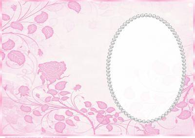 Pink Rose and Leaves Insert, with Pearls