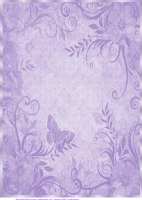 Purple Floral, Butterfly Paper, with Border
