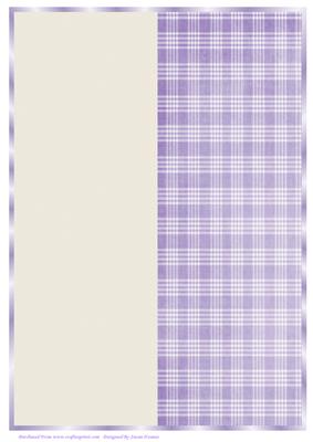 A4 Cream and Purple Plaid Card Front