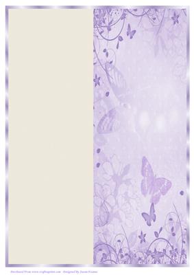 A4 Cream and Purple Floral, Butterfly Card Front