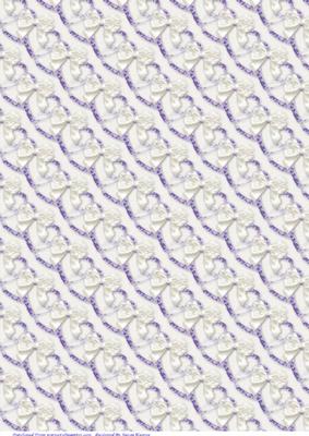 Purple Hearts & Cream Bows on White Paper 2