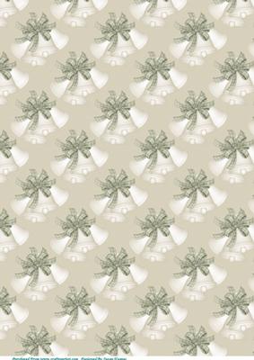 Christmas Bells, with Green Plaid Bows Paper 2