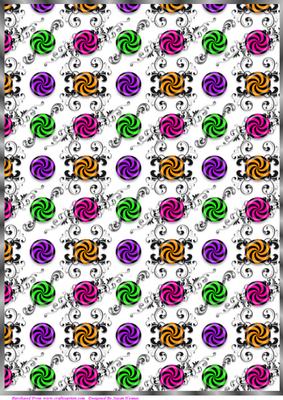 Colourful Candy and Swirls Paper, with Border