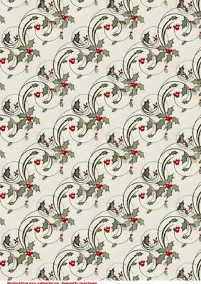 Christmas Holly and Swirls Paper