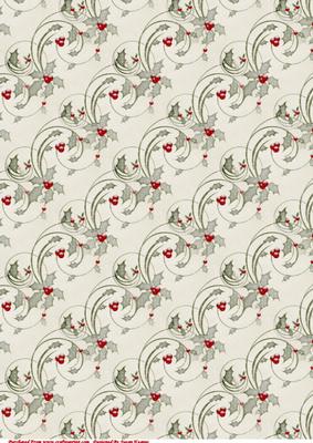 Christmas Holly and Swirls Paper 2