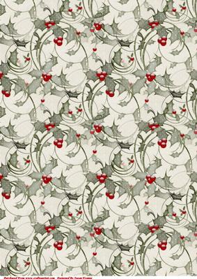 Christmas Holly and Swirls Paper 3
