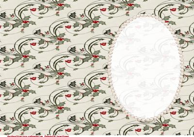 Christmas Holly and Swirls Insert, with Pearls