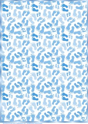 Shades of Blue Footprints Paper