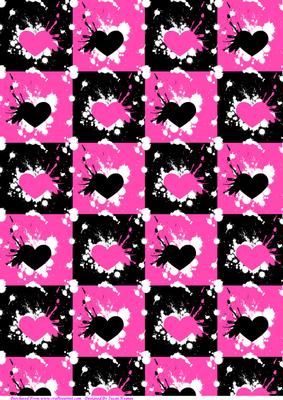Pink and Black Heart Splash Paper