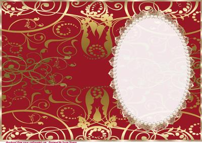 Christmas Red & Gold Swirls Insert, with Lace & Pearls