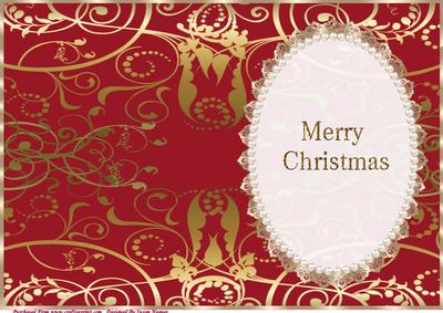 Christmas Red & Gold Swirls Insert, with Lace & Pearls