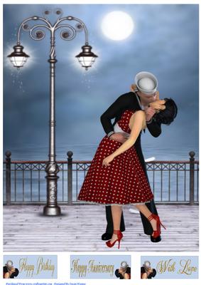 A Kiss with My Naval Sweetheart Topper & Tags