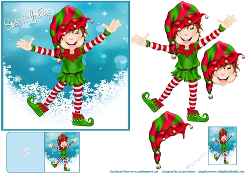 Happy Little Christmas Elf 6x6