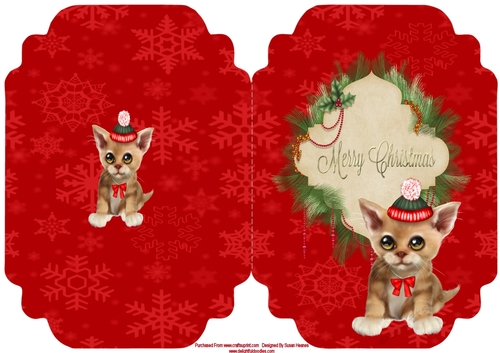 Sweet Little Christmas Kitten Shaped Card