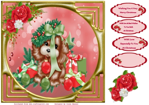 Playful Puppy At Christmas Topper