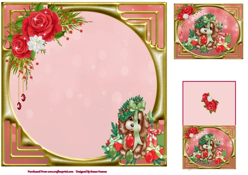 Playful Puppy At Christmas Insert, With Gift Tag
