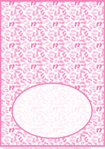 Shades Of Pink And White Footprints Insert, With Border