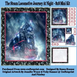 The Steam Locomotive Journey At Night - 8x8 Mini Kit