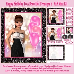Happy Birthday To A Beautiful Teenager 2 - 8x8 Mini Kit