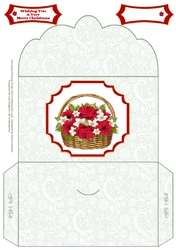 Beautiful Poinsettia & Roses Christmas Basket - Money Wallet