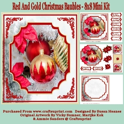 Red And Gold Christmas Baubles - 8x8 Mini Kit