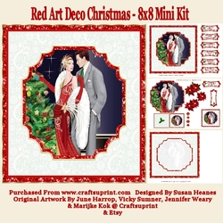 Red Art Deco Christmas - 8x8 Mini Kit