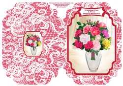 A Beautiful Vase Of Roses - Cut And Fold Card