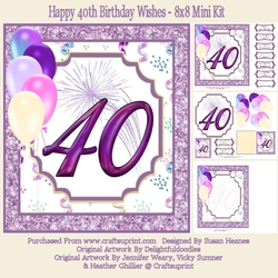 Happy 40th Birthday Wishes - 8x8 Mini Kit