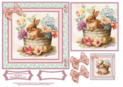 Easter Bunny Flowers Basket 7x7