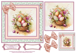 Easter Eggs And Flowers Basket 2 7x7