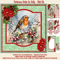 Christmas Robin On Holly - Mini Kit