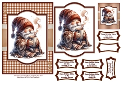Happy Coffee Gnome - 5x7